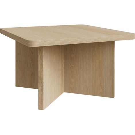 Selsey Qubeo – Couchtisch 60 cm, quadratisch mit Kreuzgestell, Holzoptik Eiche