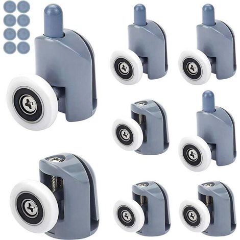 Lot de 8 Roulettes pour Porte de Douche,Roulettes Cabine de Douche pour Salle de Bain 23mm (4 Supérieures et 4 Inférieures) (1/4)