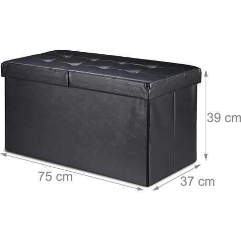 Banco con almacenaje con tapa de cuero artificial 75 cm negro 1300003722 (1/4)