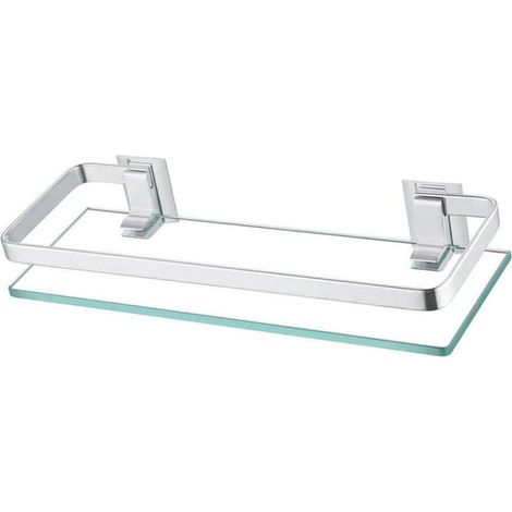 Étagère Murale en Verre Tablette Salle de Bain,étagères murales en Verre trempé de d'épaisseur pour Salle de Bain avec Support en Aluminium (1/5)