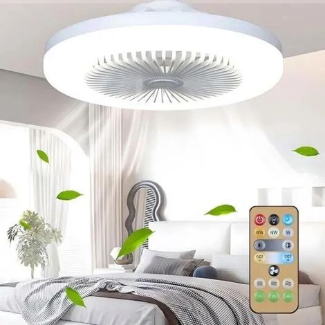 Ventilateur plafond LED silencieux 10" sans pale – Télécommande 3 vitesses – Éclairage réglable 3000K à 6000K – Pour petits espaces (1/5)