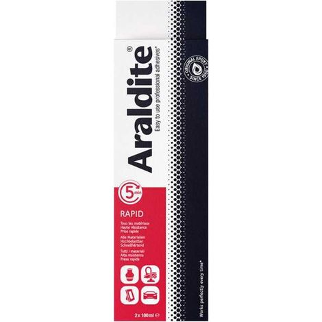 Colle époxy bi-composant - CYANOLIT - Araldite - Raprid rouge - 2 x 100 ml - Prise rapide - Haute résistance - Multi-matériau