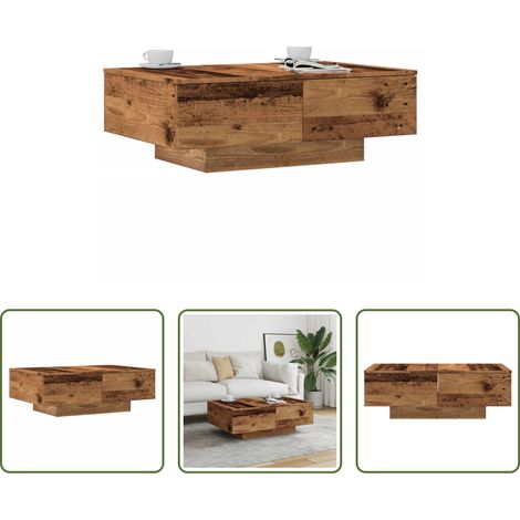 Table basse vieux bois - Table basse vieux bois 90x60x31 cm bois d'ingénierie (1/5)