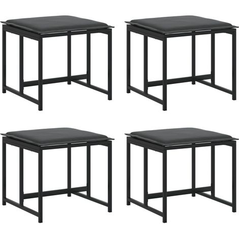 Taburetes de jardín con cojines 4 uds acero y textilene negro vidaXL