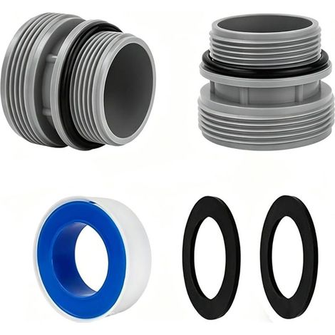 Anschlussset für Schwimmbadschläuche (2-teilig), 40 mm, Poolpumpenadapter, Umrüstsatz kompatibel für 40 mm auf 1 1/2 Zoll Schläuche, Adapter mit Dichtung. (1/5)