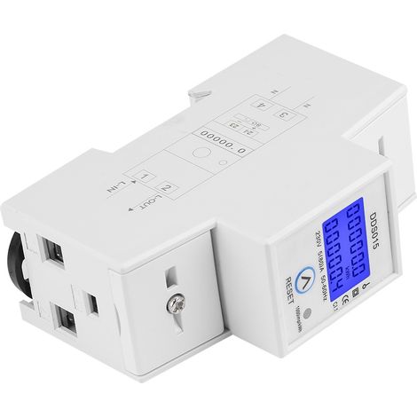Compteur d'énergie monophasé numérique LCD 5-80 A 230 V 50 Hz, wattmètre, montage sur rail DIN DDS015 (1/5)