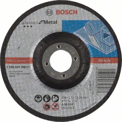 Bosch – Disque à tronçonner pour meuleuse 125 mm – Spécial métal et inox – Alésage 22 mm – Épaisseur 2,5 mm – 2608603160