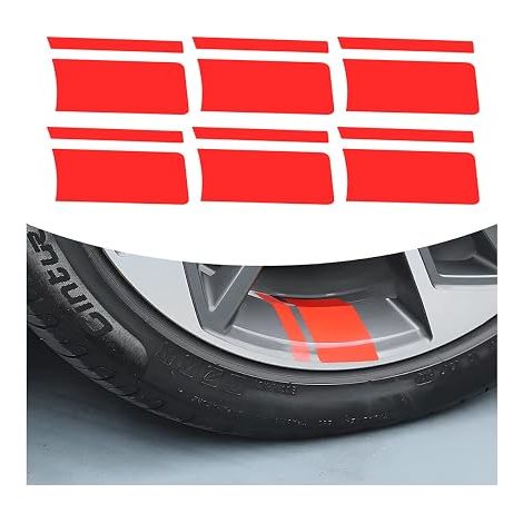 Reflective Wheel Stickers Car Wheel Tire Decoration DIY Sticker Motorcycle Sticker Decoration Accessories Red (1/5)