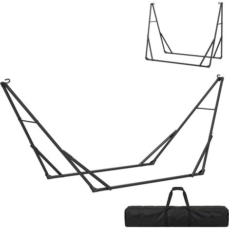 Support de Hamac 290 cm, Cadre de Hamac en Acier Pliable, Portable et Réglable avec Sac de Transport, Capacité de 120 kg, Noir (1/5)