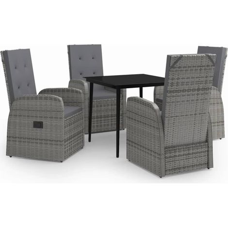 Maison Exclusive - 5-tlg. Garten-Essgruppe mit Kissen Grau
