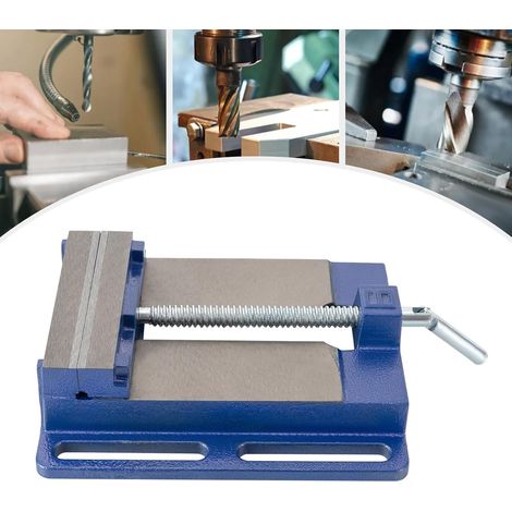 Étau de machine 150 mm - Petit étau de précision - Pour perceuse - Amovible - Pour atelier, fraiseuses et perceuses - Bleu (1/5)