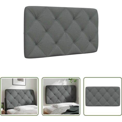 vidaXL Cabecero de cama acolchado tela gris oscuro 90 cm (1/5)