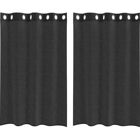 Maison Exclusive - Voile Vorhänge mit Ösen 2 Stk. Schwarz 140x175
