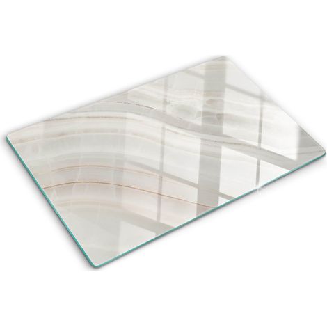 Planche de cuisine, couvre plaque, verre planche découper, verre trempé – 80 x 52 cm - Texture de marbre (1/5)