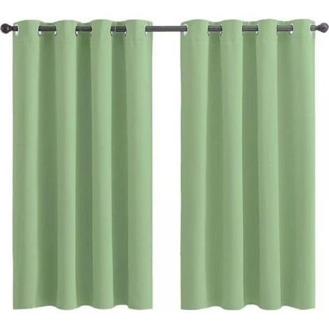 Ensemble de 2 Panneaux de Rideaux Courts à Oeillets - Occultant Isolant Thermique Vert Sauge - pour Chambre, Cuisine, Salle de Bain 28x36 Pouces (K30)