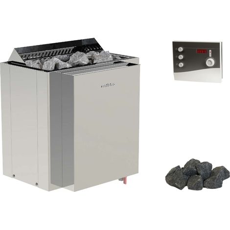 Ensemble complet de poêles électriques combinés pour sauna : Qubic 6,0 kW avec commande externe incluse (1/2)