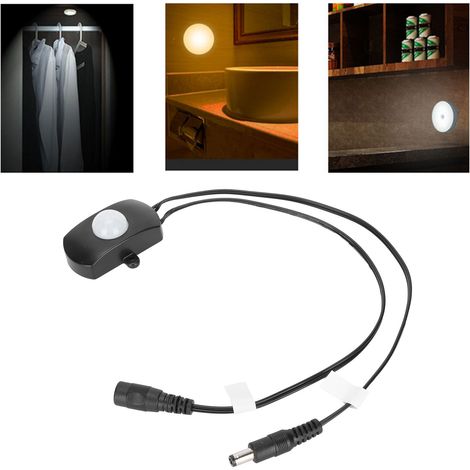 Interrupteur à induction par capteur infrarouge DC12V, déclenchement par présence humaine, éclairage de meuble, éclairage d'armoire, fil d'interrupteur à induction (1/5)