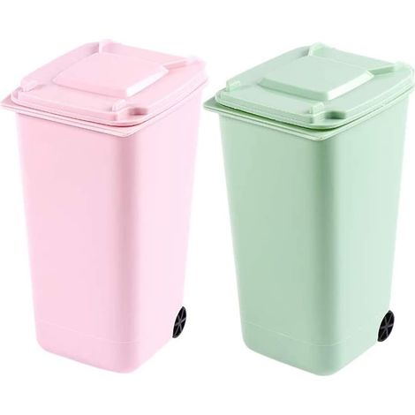 2 Pièces Mini Poubelle en Plastique, Poubelle de Bureau Créative en Plastique Petite Poubelle en Plastique, Porte-Stylos Multifonctionnelpour Office Dressing Table Bedroom Item (1/5)