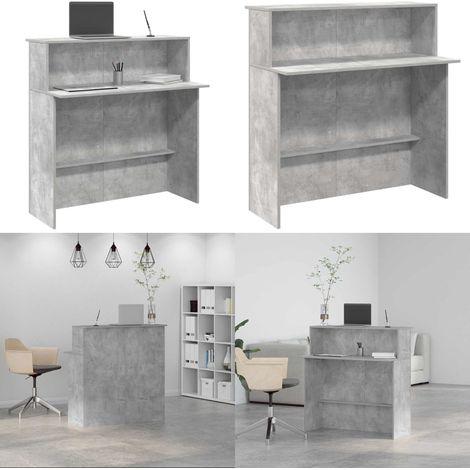 Bureau de réception gris béton 100x50x103,5cm bois d'ingénierie - Comptoir de réception - Bois d'ingénierie (1/5)