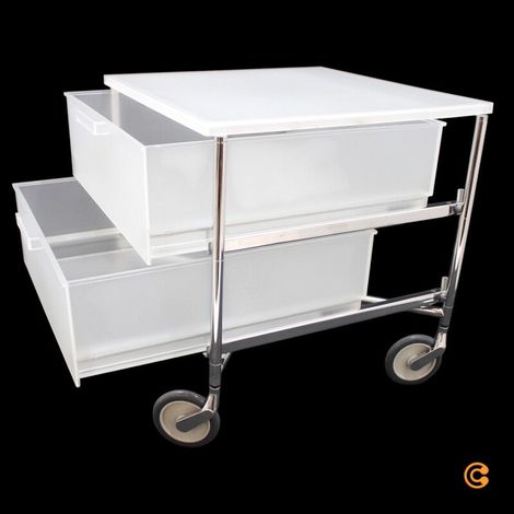 [GEBRAUCHT] B-Ware Kartell Mobil Rollcontainer Rollregal 2 Schubladen eisfarben halbtransparent (1/2)