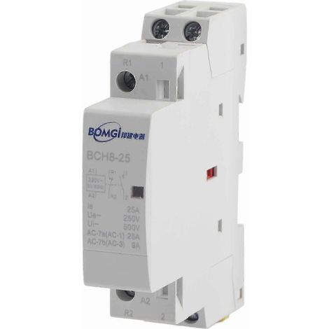 Contacteur secteur domestique 2P 25A 220V/230V 1NO 1NC 50/60HZ pour rail DIN (1/4)