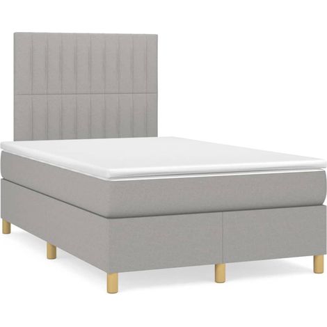 Sommier à lattes de lit matelas LED gris clair 120x190 tissu (1/5)