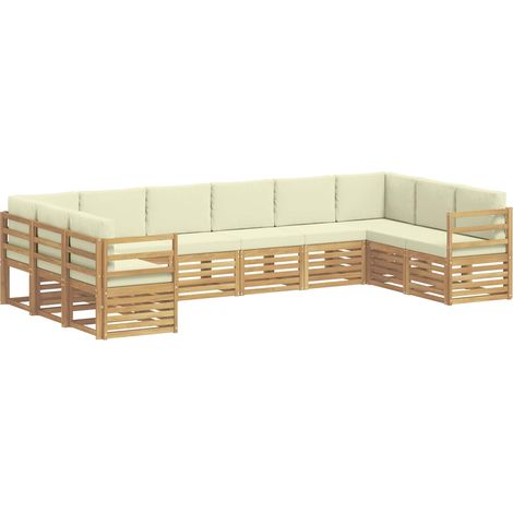 Outdoor Sofa Set with Cushion 10 pcs White and Cream Polyester vidaXL (1/5)