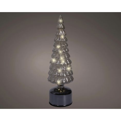 Lumineo LED Tannenbaum batteriebetrieben drehend mit Timer Kunststoff Ø 10 x 34 cm warmweiß grau Dekofigur