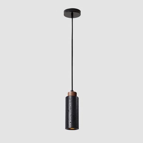 Suspension en travertin Noir, Lampe de Chevet en Bois avec Abat-Jour en Pierre, luminaire E27, Lampes à Suspension d’intérieur à tête Unique, Lampes à Goutte minimalistes Modernes (1/5)