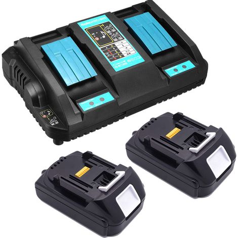 (pack de 3) 2X Batterie 14.4V 1500mAh Pour Makita BL1430 BL1415N BL1415 BL1440B BL1450B+ Chargeur à deux ports 4A DC18RD 18V 14,4V pour Makita 14,4V DC14SA DC18RA DC18RC DC18SC DC18SE DC18SD (1/5)