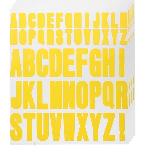 QUARKZMAN 220pcs 4 Feuilles Lettre Autocollants Vinyle Imperméable Alphabet Auto Adhésif Autocollant Lettres pour Intérieur/Extérieur Autocollant Décalcomanie Boîte Lettres Jaune (1/4)