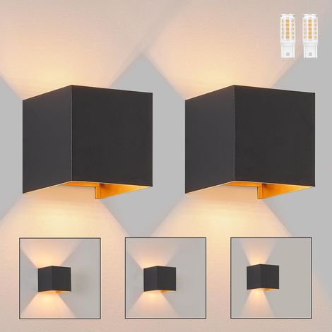 ZMH Applique Murale Extérieure LED Up et Down - Lampe Murale Intérieure Noire et Dorée, Étanche IP65, Projecteur Réglable avec Lumière Blanche Chaud 3000K G9, Idéal pour Salon,Terrasse,Couloir,2ER (1/5)
