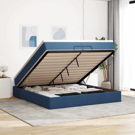 Ottoman-Bett mit Matratzen Blau 200x200 cm Stoff (1/5)