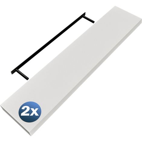 CASARIA® Floating Shelves Including Bracket  Wall Shelving Living Room Kitchen Bedroom Office  38mm Thick  Hidden Wall Fixing  15kg Capacity MDF  Set of 2 Matt White, 110cm (de)