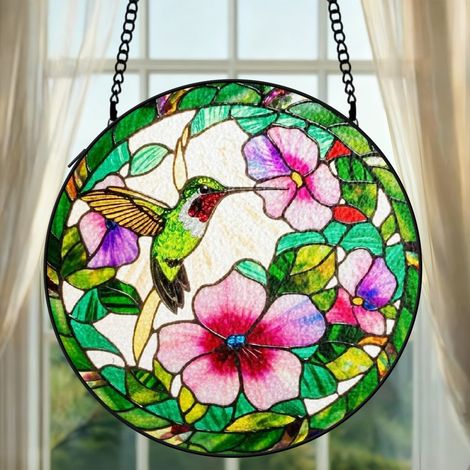 Vitrail colibri attrape-soleil 16 cm décoration suspendue fenêtre cadeau maman (1/5)