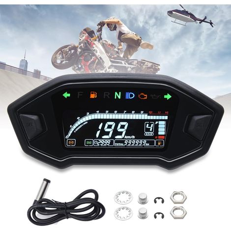 12000RPM Universal Motorcycle LCD Digital Backlight Speedometer Odometer Gauge 0-199km/h for 1.2.4 Cylinder (1/5)