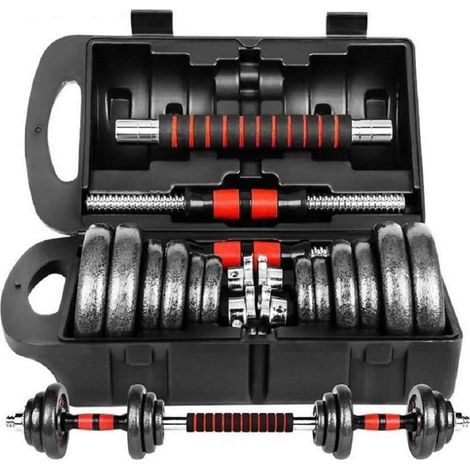 TRADE SHOP - Manubri Con Bilanciere Regolabile Totale Di 20 Kg Sollevamento Pesi Bodybuilding - (1/5)