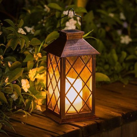 Hängende Solar-Gartenlaterne - Flammenloses, flackerndes LED-Licht - Mission-Laterne für Tisch, Außenbereich, Partys usw. (1/5)