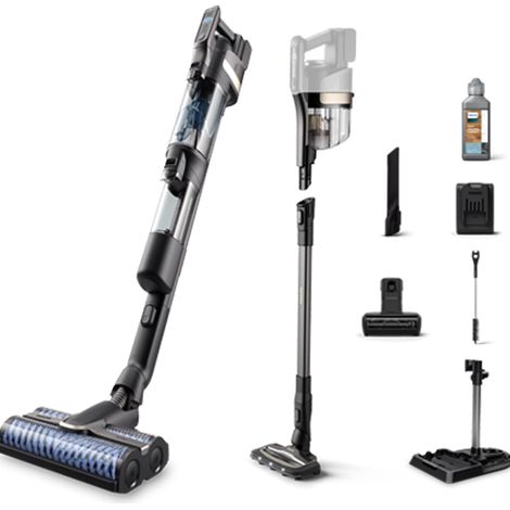 Aspirateur balai 3-en-1 sans fil avec brosses AquaSpin