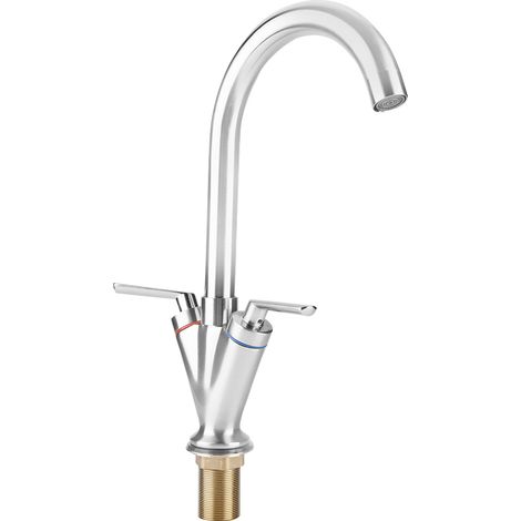Küchenarmatur mit gebürsteter Nickelbeschichtung für Kalt- und Warmwasser (EU-Standard G3/8") (1/5)