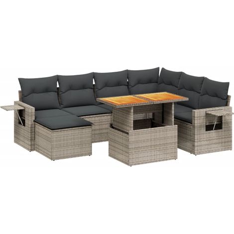 Maison Exclusive - Set de sofás de jardín 8 pzas y cojines ratán (1/3)