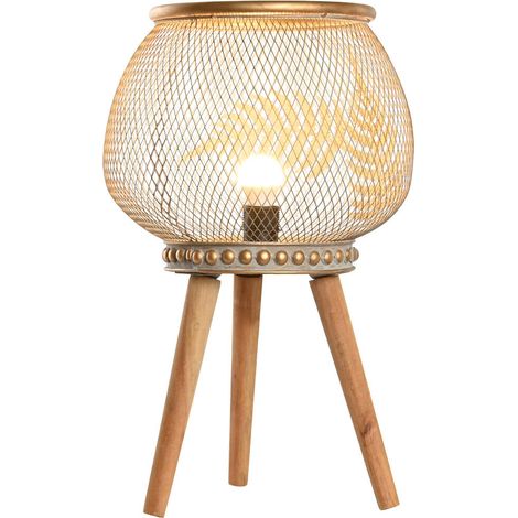 DKD Home Decor Lampe de bureau Doré Bois Métal 33x33x51 cm (1/5)