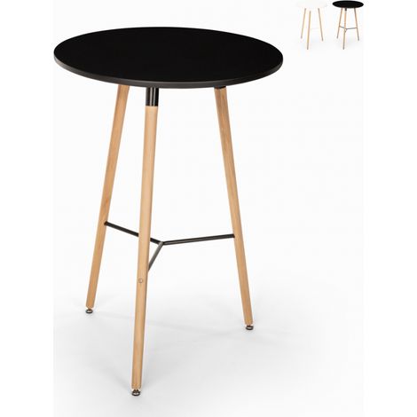 Tavolino alto per sgabelli design wooden scandinavo 60x60 rotondo in legno Shrub - Nero