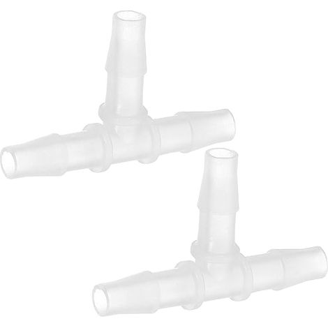 Embouts de Tuyau en Plastique en T de 5/16", 2 Pièces, Raccord en T Égal en Forme de T à 3 Voies, Raccord de Jonction de Mender Adaptateur Union Intersection Barbelé, Transparent (1/5)