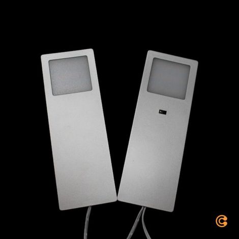 [NEUWERTIG] B-Ware LED Möbelleuchte Helena 19cm Aluminium 2er Set mit Sensor und Schalter warmweiß