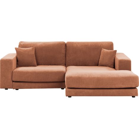 Sofá esquinero estilo minimalista tapizado en tela con cojines adicionales 3 plazas rojo izquierdo Lofoten