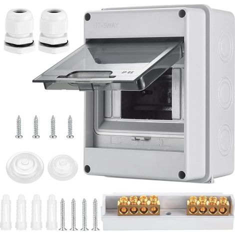 IP65 Wasserdichter Außen-Elektroverteilerkasten, wasserdichte Elektrobox, Anschlussdose, Kunststoff-Aufbau-Steuerschrank, 5 Module (1/5)