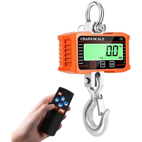Bilancia elettronica portatile con portata di 2000 kg, ideale per carichi pesanti, dotata di gancio di sollevamento di livello industriale e funzione di conversione a 3 unità. (1/5)
