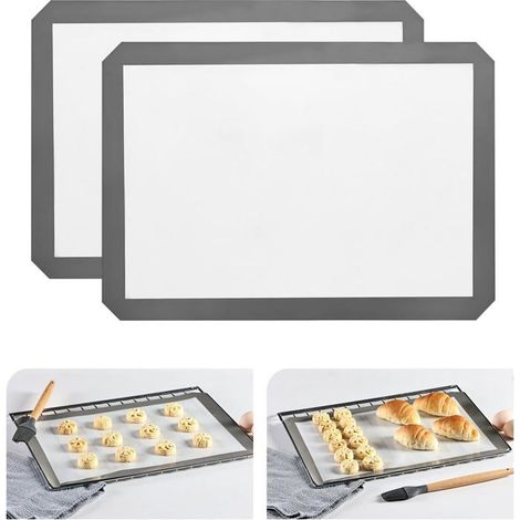 Lot de 2 tapis de cuisson en silicone, 30 x 40 cm, pour four, antiadhésifs, pour biscuits et macarons. (1/5)