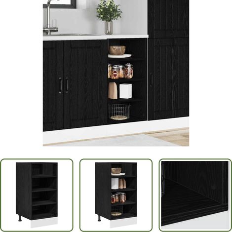 Holz Küchenregal - Küchenunterschrank Schwarz Eichen-Optik 40 x 44,5 x 81,5 cm (1/5)